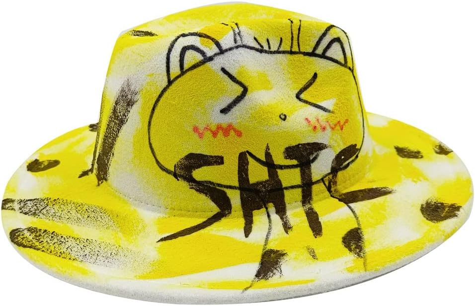 DOUBAO Fedora Graffiti Jazz Hat Red Fedora Men's and Women's Gorras Hat Fashion 3D Fedora Travel Essential (Color : C, Size : 56-58CM)