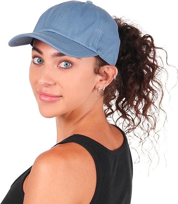 Ponyflo Satin-Lined Ponytail Cap - Designed for Women with Curly Hair, Ponytail Hats for Women, Curly Hair Baseball Cap