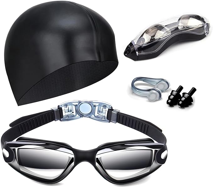 Hurdilen Swim Goggles Swimming Goggles No Leaking with Nose Clip, Earplugs and Case