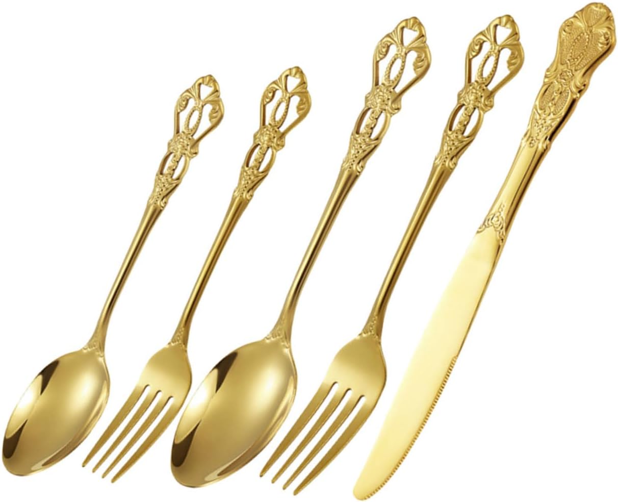 Mikinona 1 Set steak knives steak cutlery kit steak tableware Forks western food tableware kitchen utensil dinnerware tools Flatware Kit dinner fork cutter...