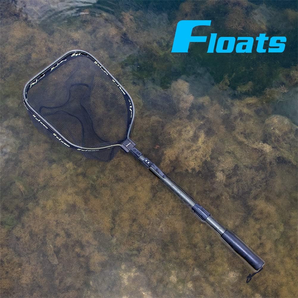 YVLEEN Floating Fishing Net - Folding Fishing Landing Net with Rubber Coating Mesh for Easy Fish Catch and Release, Fishing Net for Freshwater and Saltwater