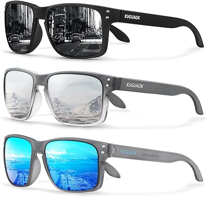 KUGUAOK Polarized Square Sunglasses For Men and Women Matte Finish Sun Glasses UV Protection Glasses