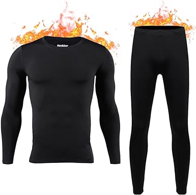 HEROBIKER Long Johns Thermal Underwear for Men Skiing Winter Warm Hunting Gear Fleece Lined Base Layer Set Top Bottom