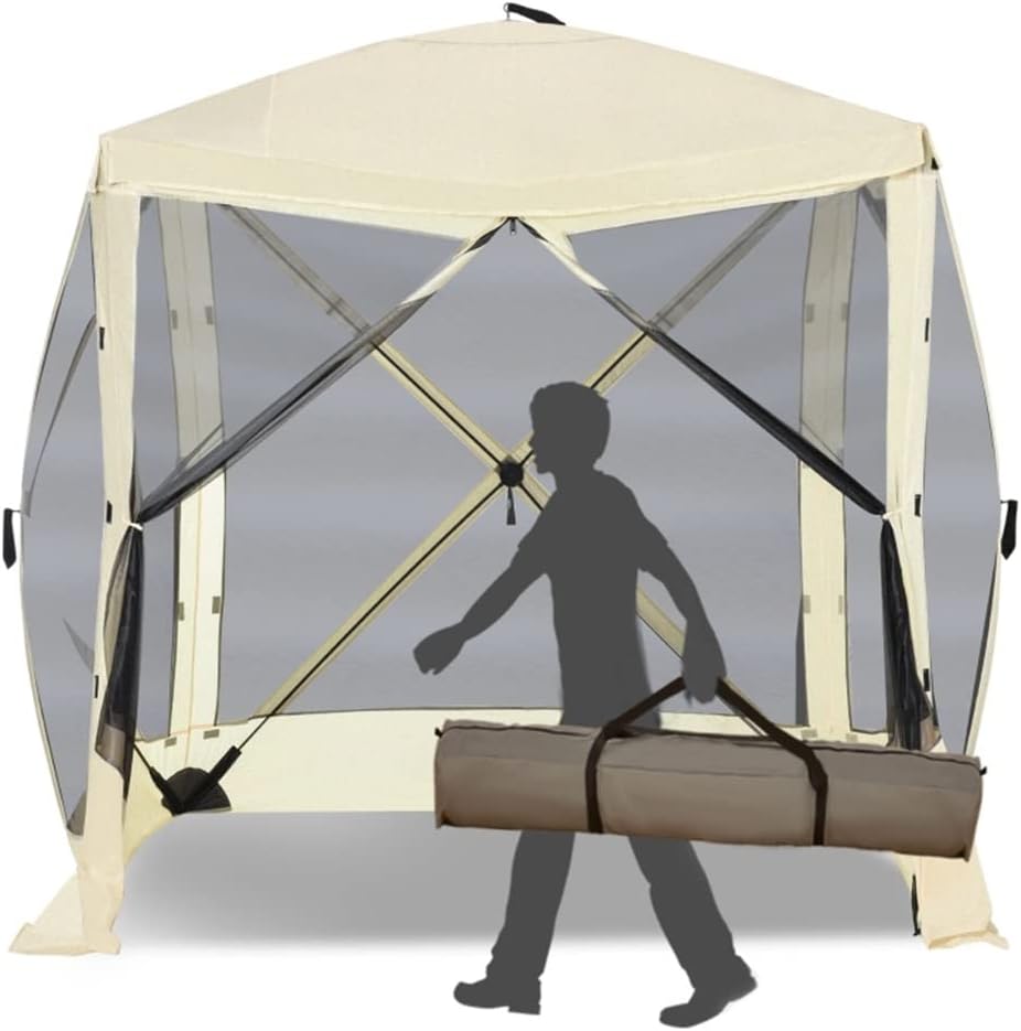 ZZBJ Camping Pops-Up Screen House Gazebo Instant Setup Tent Fits 3-4