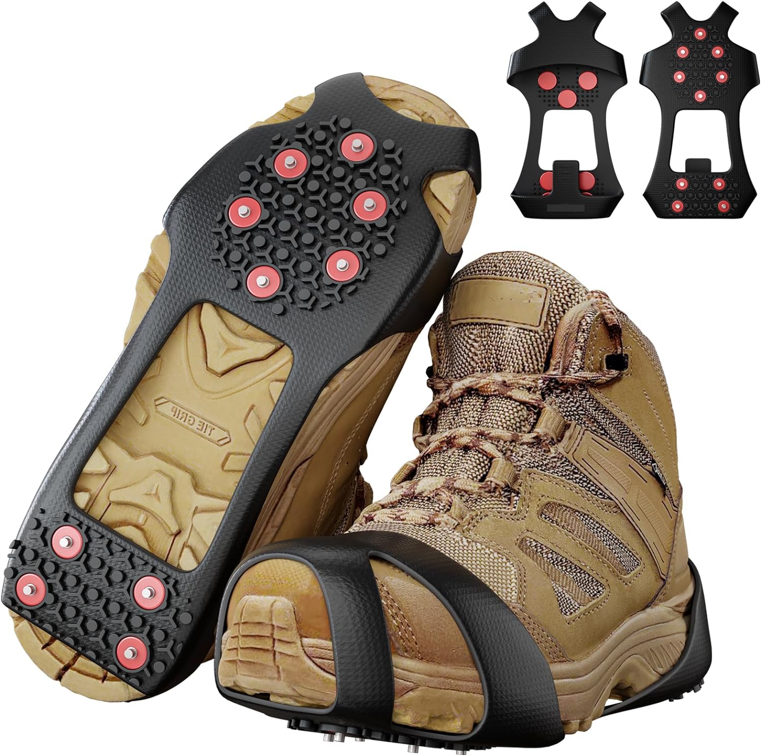 Holaluk Snow Grips, Ice Cleats for Shoes and Boots, Crampons Enhanced Traction with Rubber and 304 Stainless Steel Grippers, Perfect for Outdoor Activities...