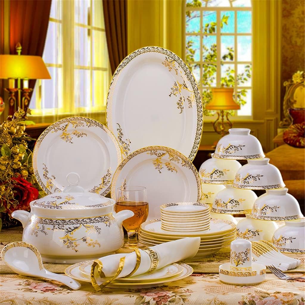 YUTR Dinnerware Set Dishes Bone China Combination Tableware Plates Ceramic Dinner Service