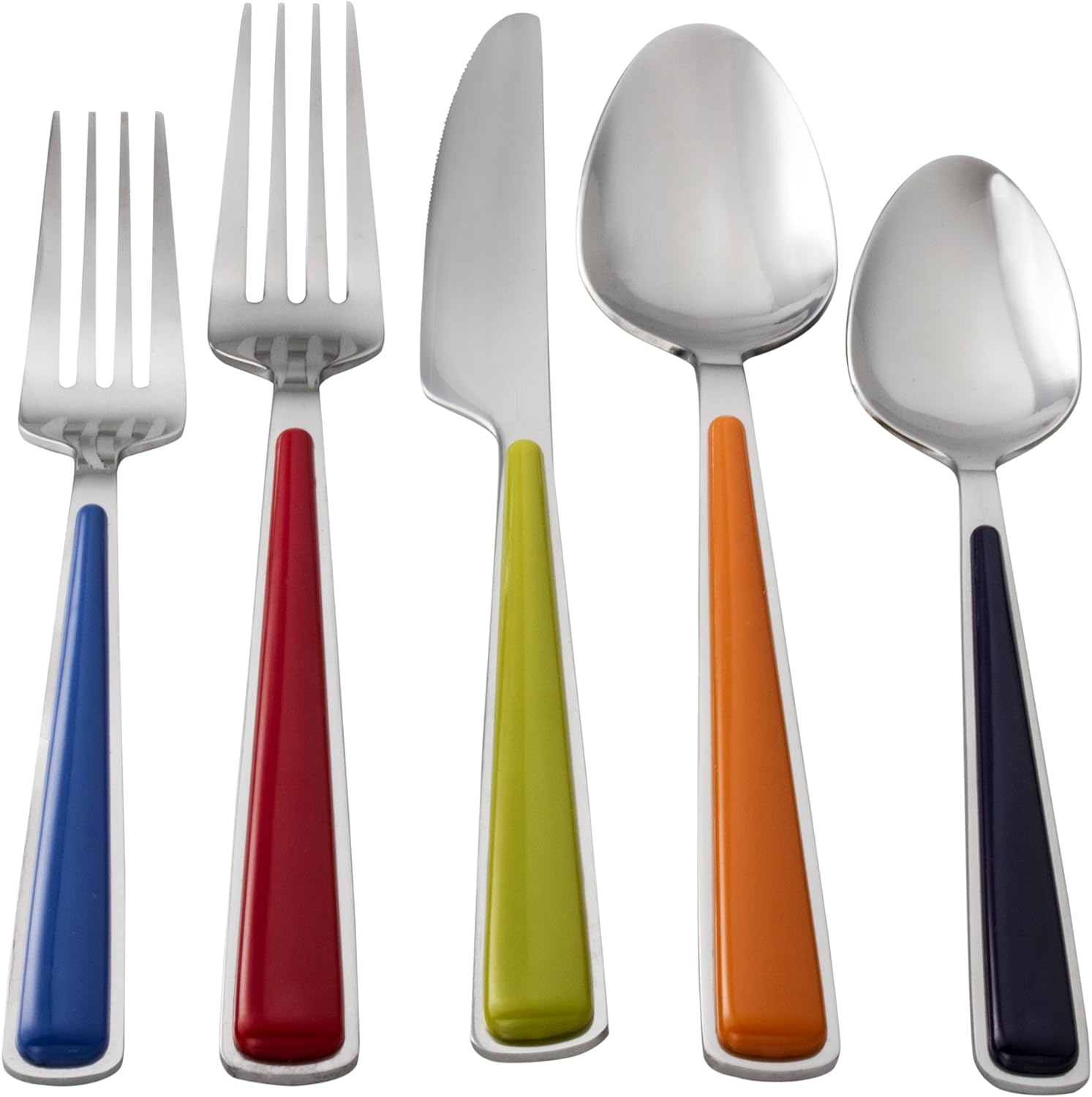 Fiesta 20-Piece Merengue Flatware Silverware Set, Service for 4, Stainless Steel/ABS, Includes Forks/Knives/Spoons, Multicolor