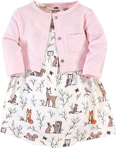 Hudson Baby Baby Girls' Cotton Dress and Cardigan Set