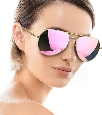 SODQW Aviator Sunglasses for Women Men Oversized with Metal Frame, Mirrored Polarized Aviator Sunglasses with UV Protection