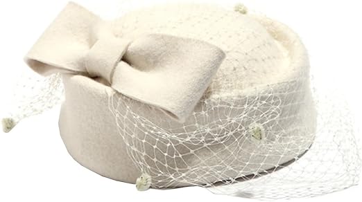 Pillbox Hat Fascinator Beret Wedding Party Top Hat Church Wool Hat for Women