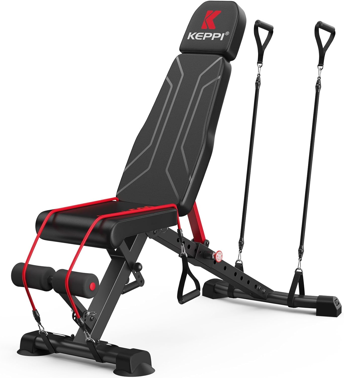 Keppi Adjustable Weight Bench,FoldableWorkout Bench Press for Full Body StrengthTraining, Incline Decline Bench with FastFolding - 2023 Version