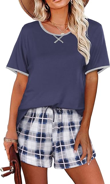 Ekouaer Women Pajama Set Casual Short Set