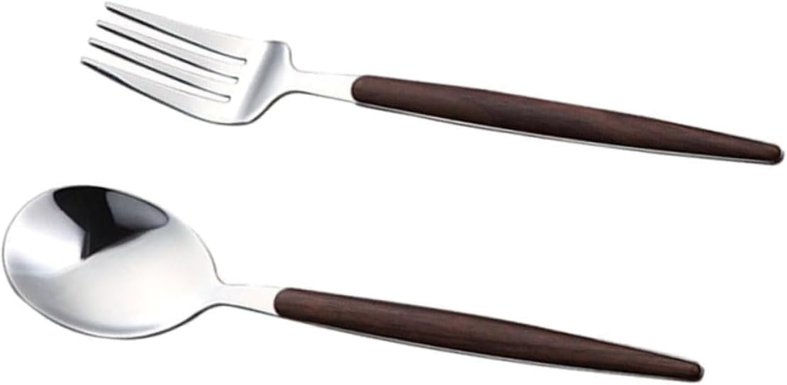 Luxshiny 2pcs Set Stainless Steel Silverware Silver Suit Dinnerware Kit Western Food Tableware Spoon Metal