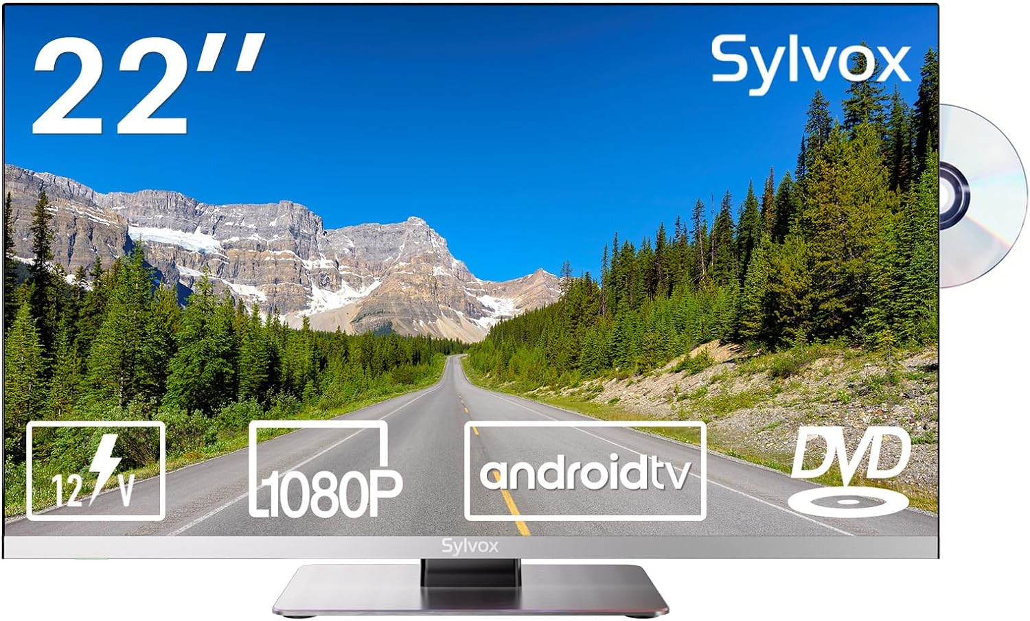 SYLVOX RV TV, 22 inches 12/24V TV for RV 1080P Full HD Smart TV, Built-in APP Store, Support WiFi Bluetooth, Small Android TV for Car Home Camper Truck...