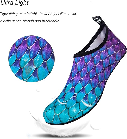 WateLves Water Shoes for Womens Mens Barefoot Quick-Dry Aqua Socks for Beach Swim Surf Yoga Exercise New Translucent Color Soles