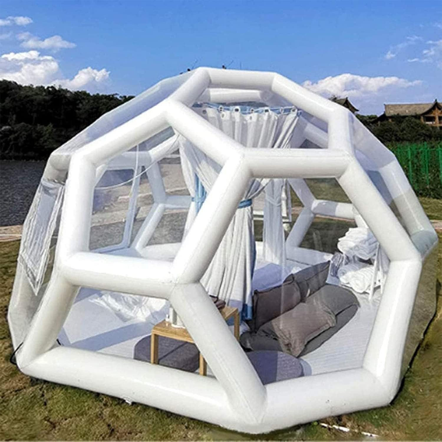 QLOSA Transparent Tent PVC Material Star Empty Spherical Closed Tent Inflatable Bubble House Personalized Hotel or Famous Hotel