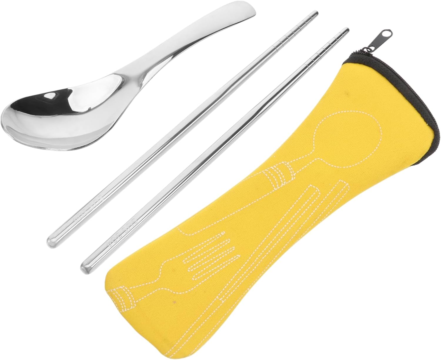 Amosfun Set Stainless Chopsticks Soup Spoon Dessert Spoon Travel Spoons Metal Fruit Metal Dinner Spoon Korean Utensils Stainless Steel Tableware Ice Cream...