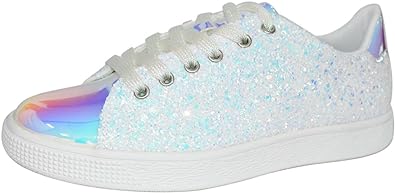 LUCKY STEP Glitter Sneakers Lace up | Fashion Sneakers | Sparkly Shoes for Women