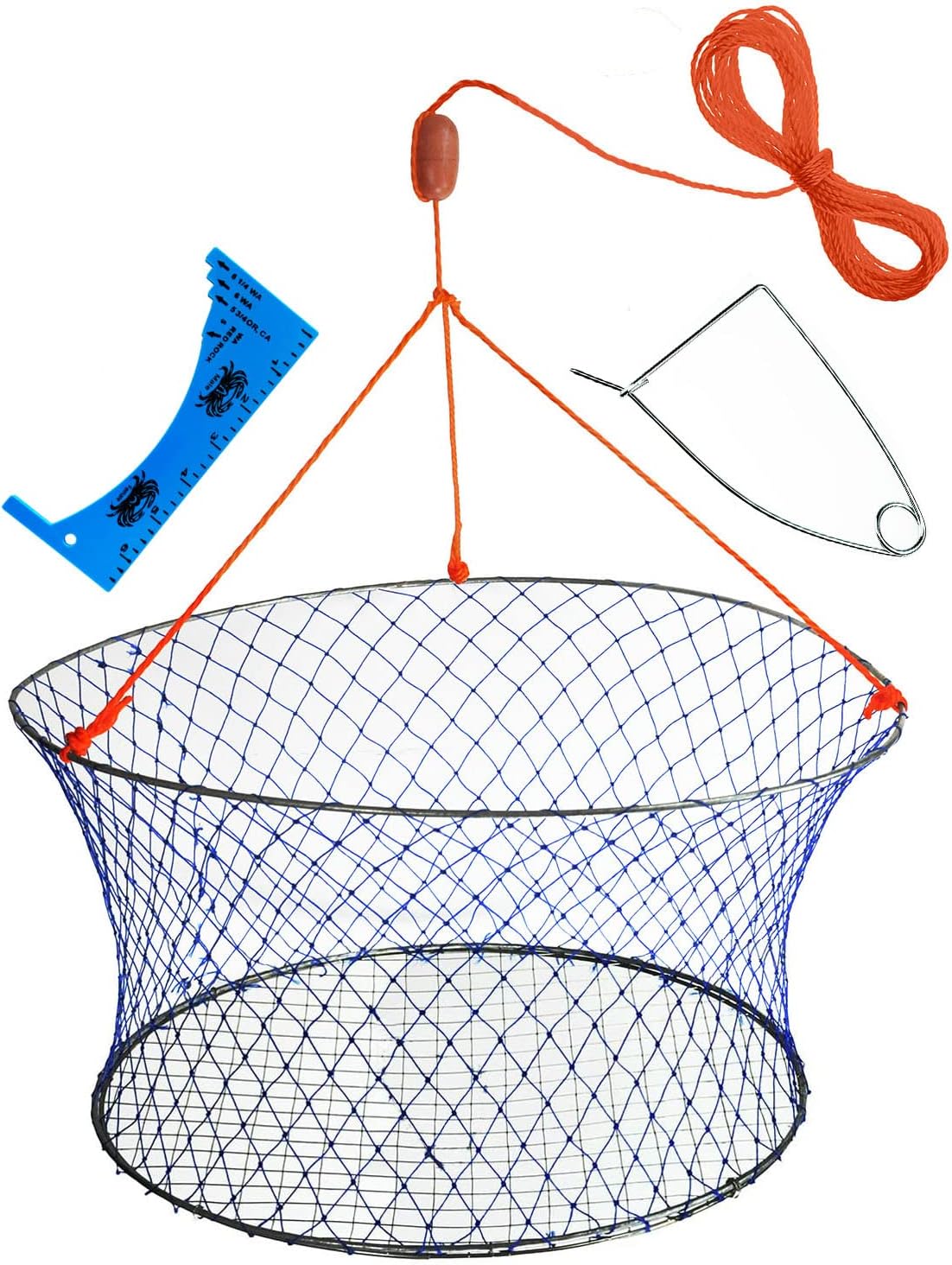 Palmyth Wire Grid Bottom Crab Nets Two Ring Crab Kit with Harness and Bait Clip 24” X 20” X 12”