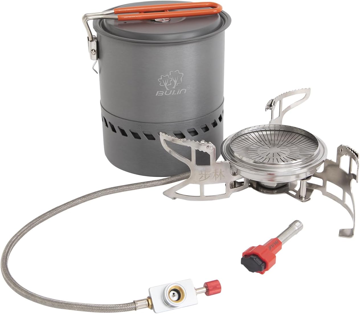 Bulin Camping Stove 3800W With 1.5L Camping Cooking Pot Heat Exchanger Backpacking Stove Windproof Camp Portable Propane Stove for Camping Hiking Backpack Outdoor