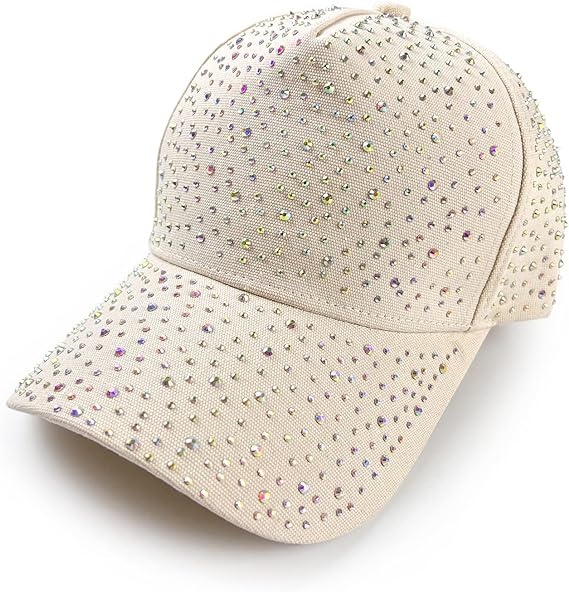 ZEDEKS Bling Baseball Cap Hat for Women Adjustable Rhinestone Studded Fitted Sports Hat Sparkle Crystal Summer Fashion Hat