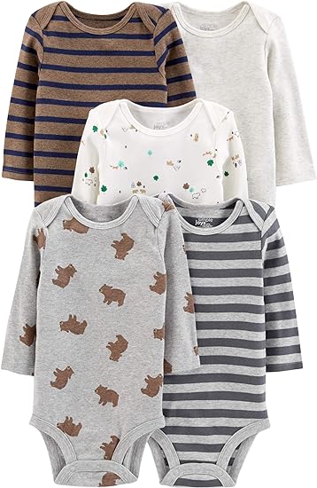 Simple Joys by Carter's Unisex Babies' Long-Sleeve Bodysuit, Pack of 5
