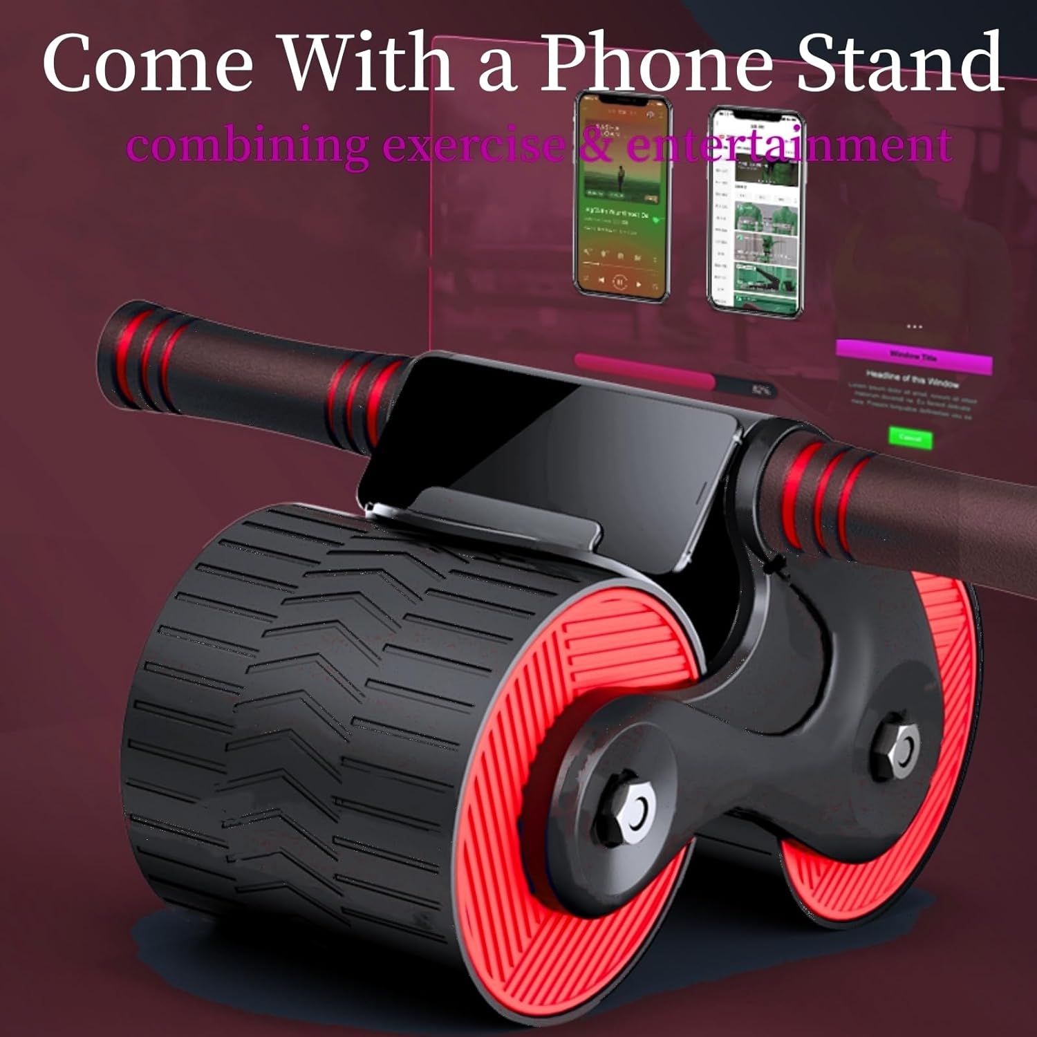 Automatic Rebound Abdominal Wheel, Double Round Ab Roller Wheel Exercise Equipment, Domestic Abdominal Exerciser, Abs Workout Fitness, Beginners and...