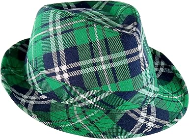 Skeleteen Irish Plaid Green Fedora - St. Patrick's Day Costume Accessories Leprechaun Hat For Men Women and Kids