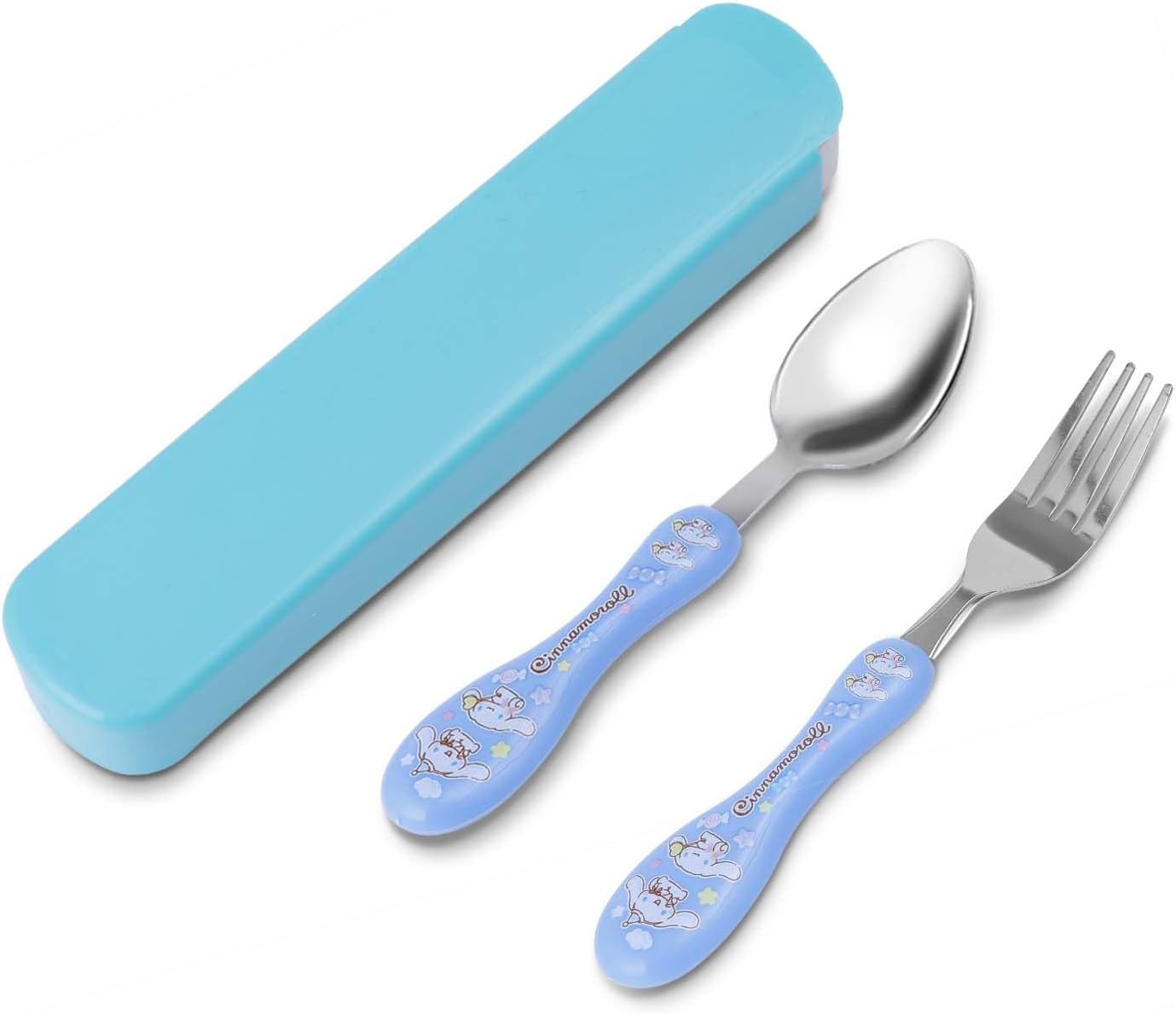 3pcs Cute Cartoon Travel Utensils With Case Kawaii Portable Utensils, Cutlery Set, Reusable Flatware Silverware, Include Fork Spoon with Case（CJU-CIN B)