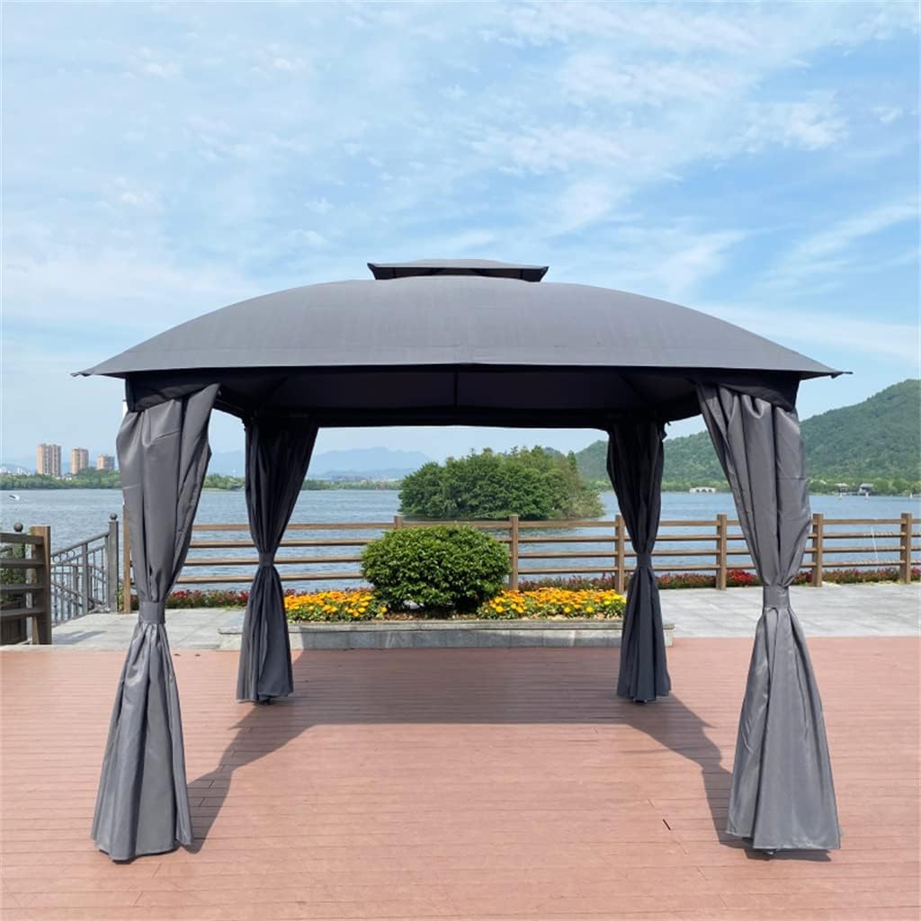 ZZBJ 10x10 Ft Outdoor Patio Garden Gazebo Canopy, Outdoor Shading, Gazebo Tent with Curtains