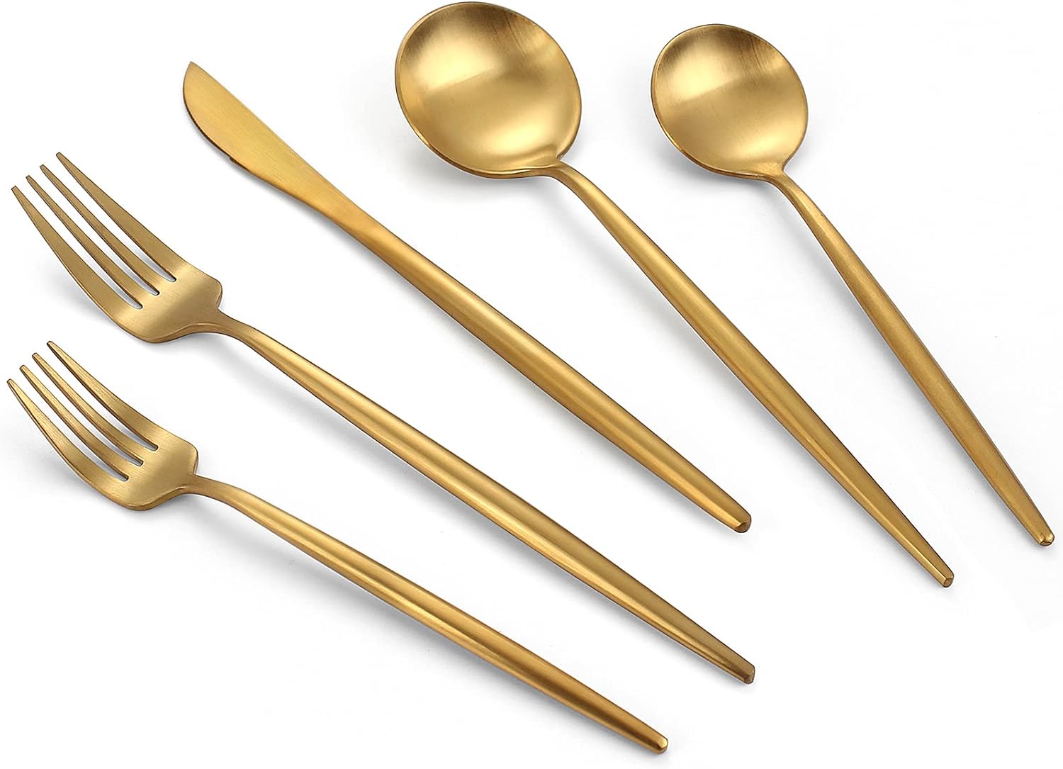 VANVRO Matte Gold Silverware Set, 20-Piece Stainless Steel Flatware Set, Tableware Cutlery Set Service for 4, Satin Finish Utensils Set, Knife Fork Spoon...