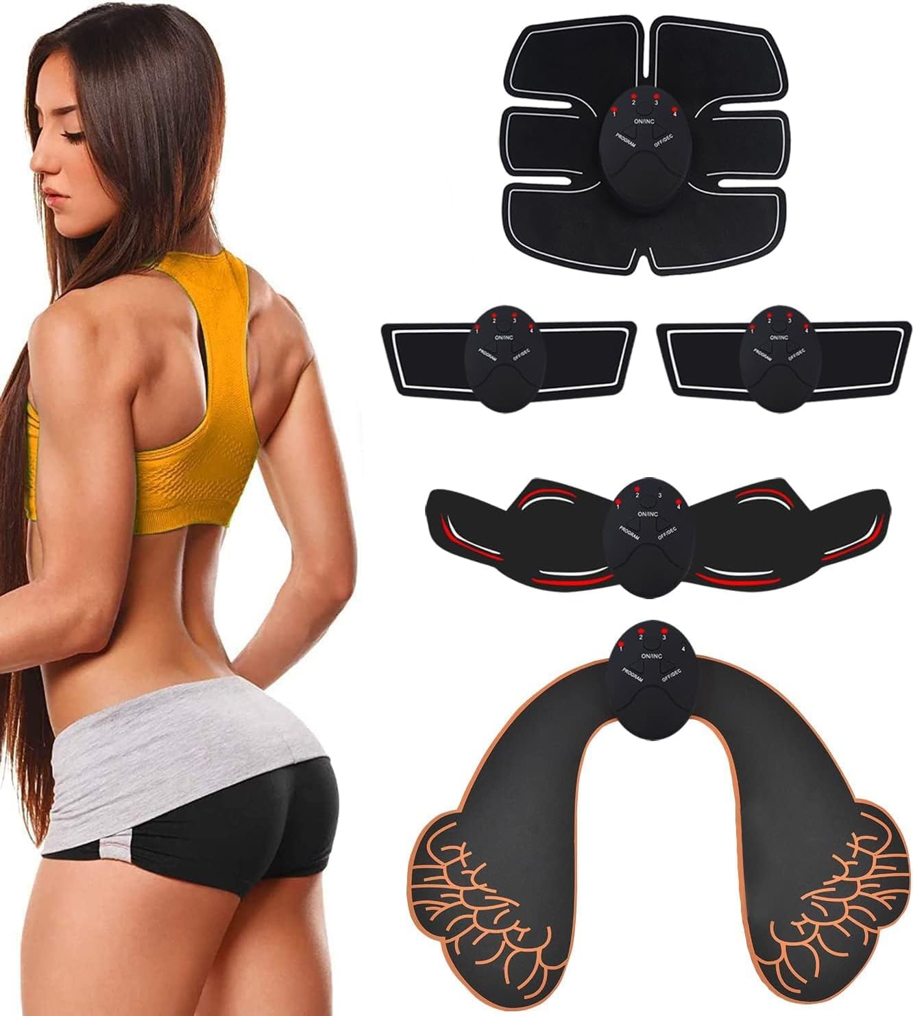 ABS Stimulator Buttocks/Hips Trainer Muscle Toner, Hip Trainer, Portable Fitness Equipment for Home Office Use with Manual Switch Watching TV Easily