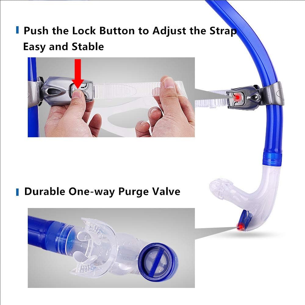 Swim Snorkel for Lap Swimming,Adult Swimmers Snorkeling Gear for Swimming Snorkel Training in Pool and Open Water,Snorkle Center Mount Silicone Mouthpiece...