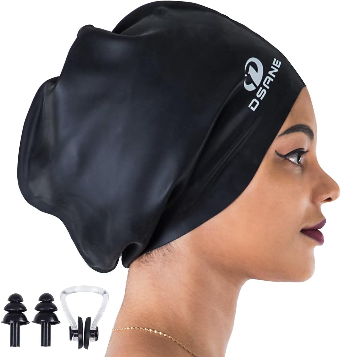 Dsane Extra Large Swimming Cap for Women and Men,Special Design Swim Cap for Very Long Thick Curly Hair&Dreadlocks Weaves Braids Afros Silicone Keep...