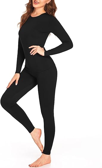 Ekouaer Women's Thermal Underwear Sets Micro Fleece Lined Long Johns Base Layer Thermals 2 Pieces Set S-XXL