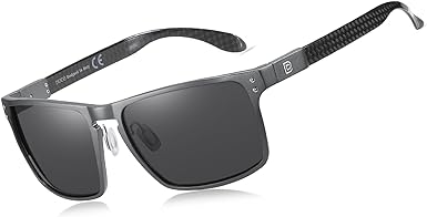 DUCO Sunglasses Men Retro Square Polarized UV Protection Carbon Fiber Sun Glasses for Fishing DC8208