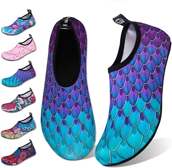 WateLves Water Shoes for Womens Mens Barefoot Quick-Dry Aqua Socks for Beach Swim Surf Yoga Exercise New Translucent Color Soles