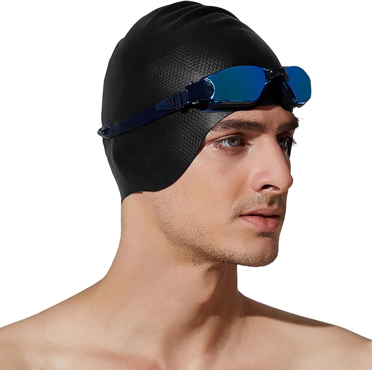 Tripsky Silicone Swim Cap with 3D Ear Protection for Long Hair - Swimming Cap for Women, Men, and Teenagers | Stereoscopic Pattern Bathing Cap Ideal for...