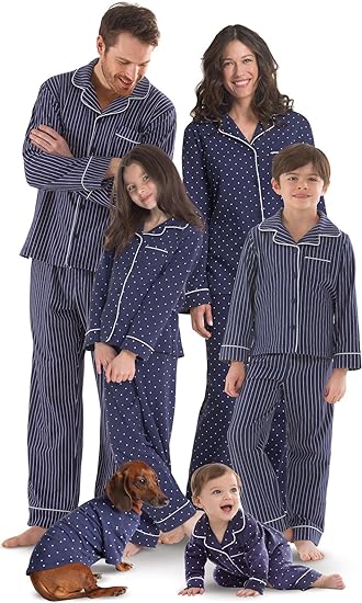 PajamaGram Family Pajamas Soft Cotton - Matching Pajamas, Burgundy & Navy Patterns