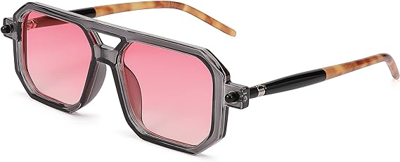 FEISEDY Vintage Square 70s Flat Aviator Sunglasses Women Men Classic Retro Stylish Frame UV400 Sunglasses B2622