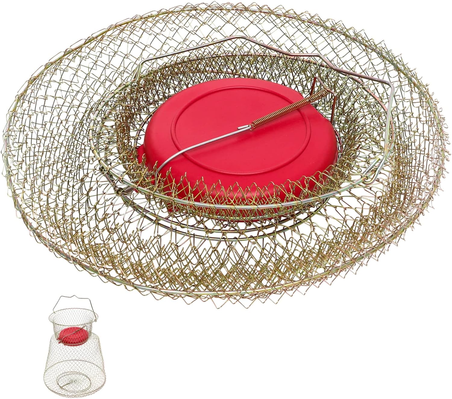 BRIGHTFUFU Fish Basket Fishing Bait Traps Fishing Net Cage Fishing Mesh Basket Fish Wire Minnow Bucket Fish Bag