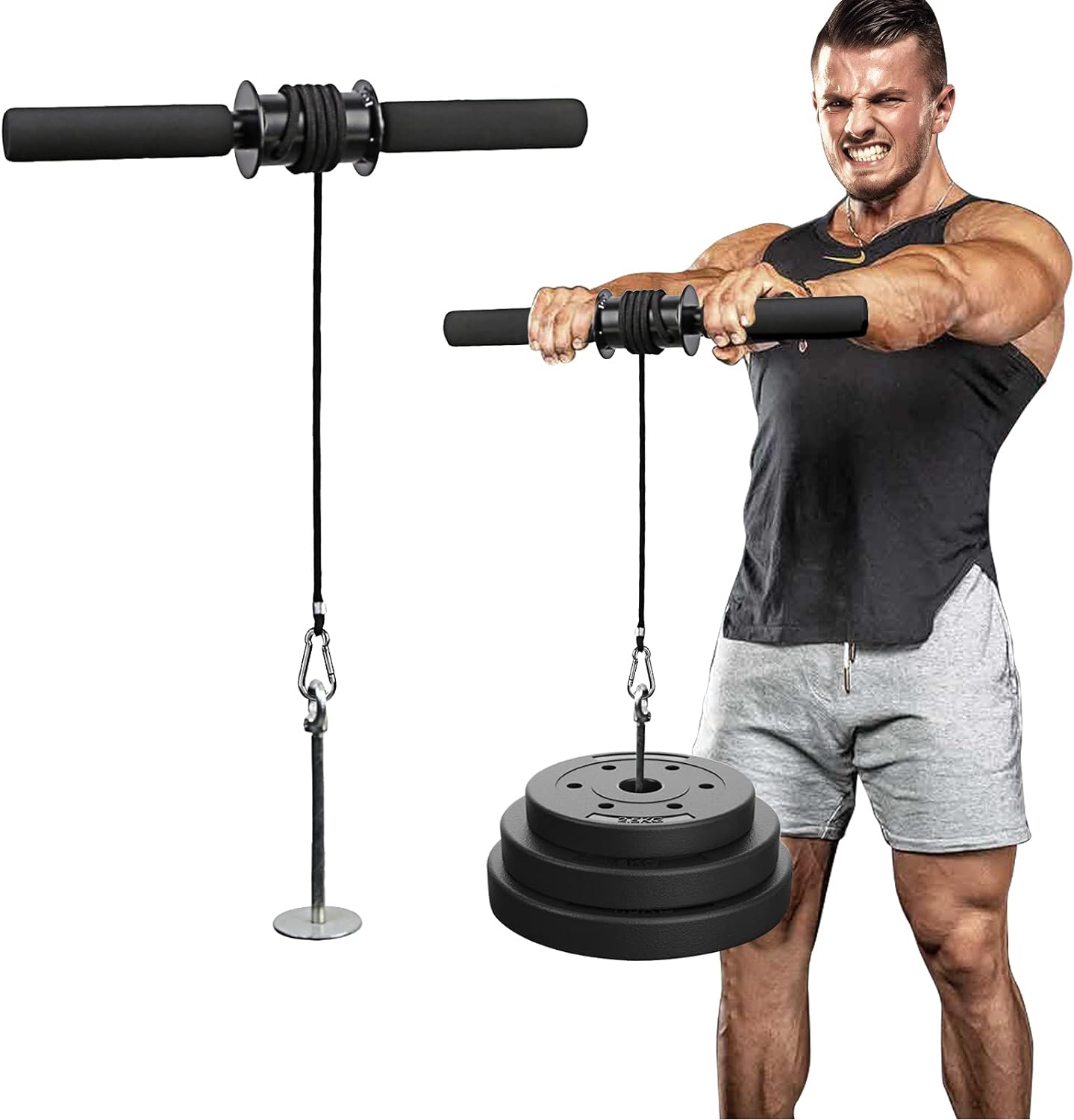 PELLOR Wrist Roller, Muscle Strength Forearm Exerciser with Hand Grip, Fitness Forearm Workout Equipment, Wrist and Forearm Blaster for Training, Workout,...