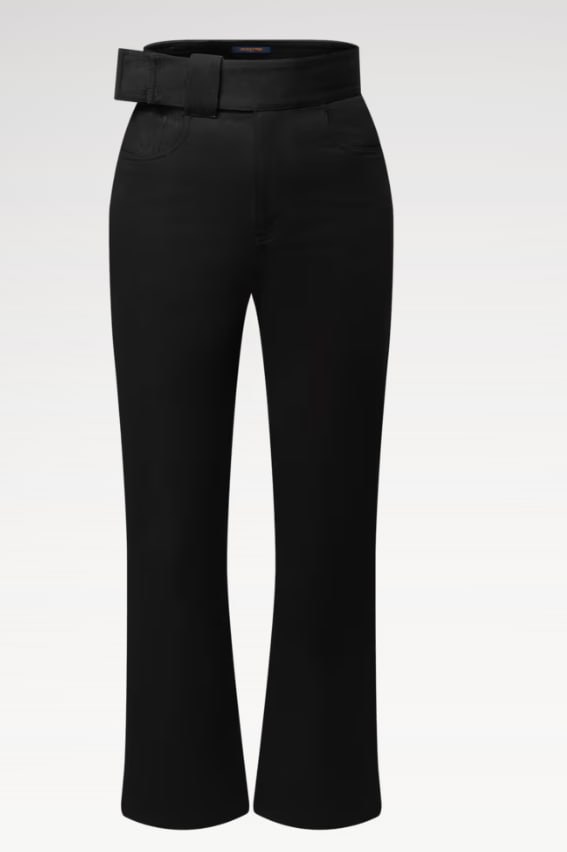Belted gabardine trousers