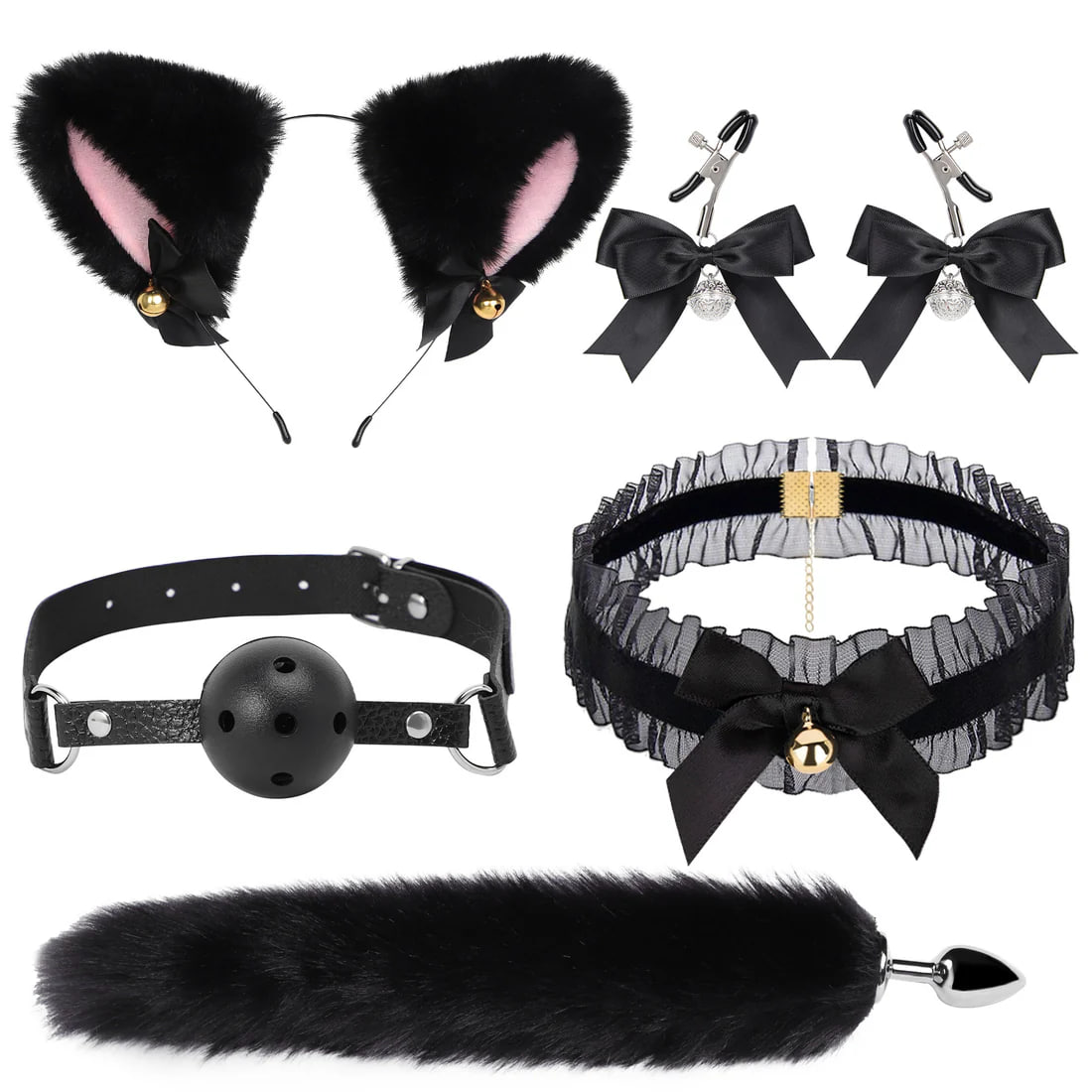 SM sexy fox tail four-piece set + oral ball