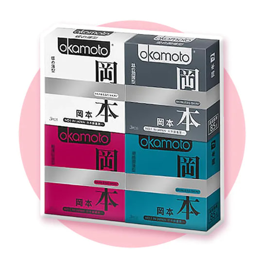 [Okamoto Romantic and Colorful Group] Thin and close-fitting type + Moisture-lubricating type + Hybrid thin type + Butterfly-thin type