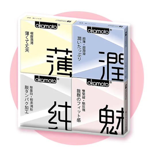 [Okamoto thin type and pure charm group] Transparent type + Extremely moisturizing type + Pure type + Tight and charming type