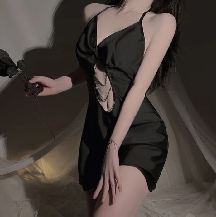 Galaxy Chain Navel Revealing Shiny Suspender Dress