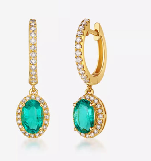 18K gold diamond emerald earrings for women exquisite temperament colored gemstone earrings jewelry accessories earrings for mother
