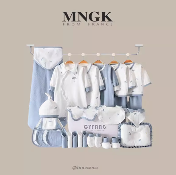 French MNGK baby clothes autumn and winter suits newborn high-end gift box just born baby full month meeting gift
