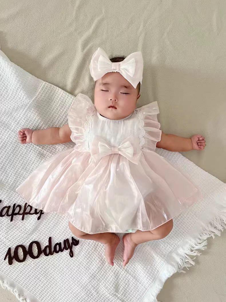 Korean baby clothes for summer baby girls super cute full moon hundred day banquet one year old dress skirt newborn baby dress